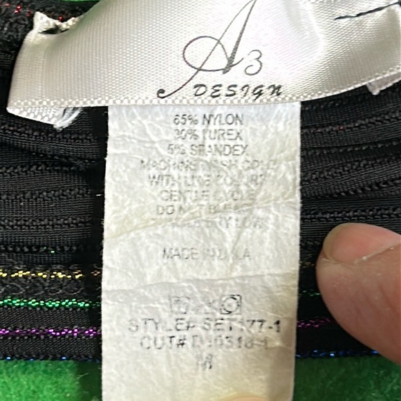 A3 DESIGN TWO PEICE METALLIC NYLON STRIPPED SKIRT AND CROP TOP SET SZ M - Picture 11 of 15